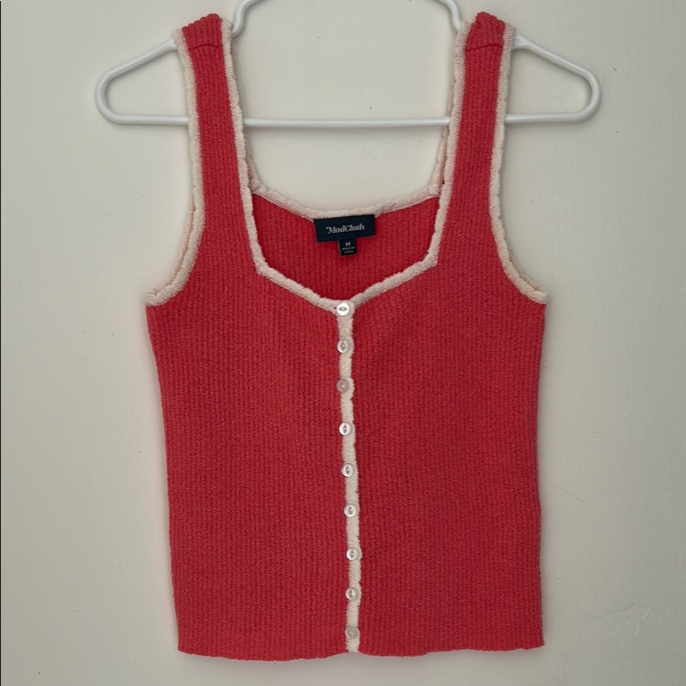ModCloth Knit Button-Down Tank Top Salmon color